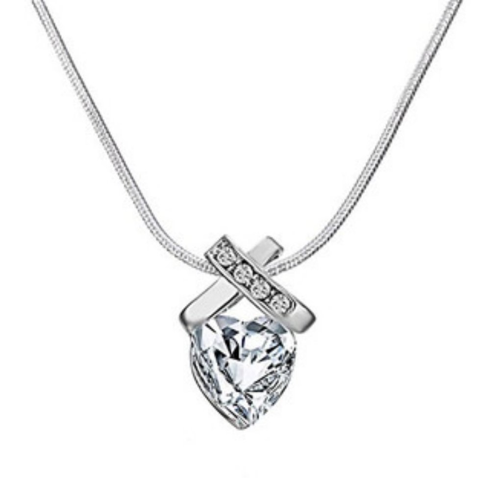 6 CTW Infinity Heart Necklace Made with Swarovski Crystals- Sterling Silver Over